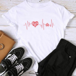 (Aasia suurus) Fashion Print Naiste vabaaja naiste top Armastus S&uuml;da Sweet Trend Armas vabaaja T-riietus Graafiline T-s&auml;rk l&uuml;hikeste varrukatega T-s&auml;rk S