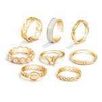 8 tk/komplekt Hiphopi kullast ketis&otilde;rmuste komplekt naistele Punk Geomeetrilised lihtsad s&otilde;rmes&otilde;rmused Trend Ehted Aksessuaarid