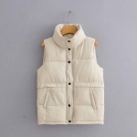 Talvine naiste moe puuvillane jakk Soe puuvillane jope vabaaja naiste varrukateta jakk Naiste jope S valge