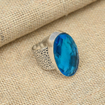 Sinine topaas kalliskivi 925 tahke h&otilde;bedane j&otilde;ulukinke ehe, k&auml;sitsi valmistatud s&otilde;rmus talle 4 sinine