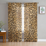 Metsloomade Leopard Sifoonist l&auml;bipaistvad kardinad elutuppa magamistoa kodukaunistusteks Akende Voiles T&uuml;llkardinad W135 x H215cm x2