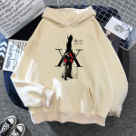 Kuum anime Hunter X Hunter Killua 2D tr&uuml;kiga unisex puuvillane kapuutsikasual suur &uuml;lepea k&auml;ivitatav populaarne dressipluus moodne unisex riietus M white