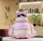 Multifilmiga Karu 800ML Suure Mahutavusega 316 Roostevabast Terasest Vaakumisoleeritud Tass Lastele K&otilde;rrega Kaasaskantav Veetass roosa