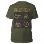 Led Zeppelin Gold Symbols Green Classic Rock Metal Band Unisex T-s&auml;rk S