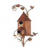 Garden Stake Birdhouse Atraktiivne linnus&ouml;&ouml;tja Peen Garden Stakes Metal Art koos Rod Birdhouse Feederiga koduaia kaunistuste jaoks A