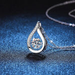 Uus 1 kat moodne Water Drop Real Moissanite teemantkaelakee naistele S925 h&otilde;bedane naiste rangluukett Trendikas peokink 45cm&1ct-6.5mm