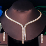 CMM l&auml;ikiv kuubikujuline tsirkooniumoksiidi elegantne pikk rippuv tutt pulmakost&uuml;&uuml;m kaelakee pruudi ehtekomplektid naistele kuld