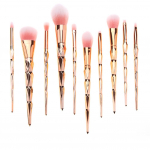 11 tk Diamond Rose Gold meigipintslite komplekt Mermaid Fishtail Shaped Foundation Powder Cosmetics Brush Rainbow lauv&auml;rvi pintslikomplekt