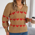 GMXIA naiste moe vabaaja s&uuml;gistalvine pikkade varrukatega avara s&uuml;damega krae laterna varrukatega sobiva v&auml;rviga Love Pullover kampsun S valge