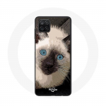 Samsung Galaxy A12 &uuml;mbris Must-valge siniste silmadega siiami kass