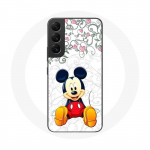 Coque pour Samsung Galaxy S22 Mickey Mouse Fleurs C&oelig;urs