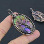 Natural Tree Of Life Multi Labradorite Copper Wire Wrap Pendant 2.56 v2d24