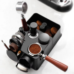 Espresso Tamper Mat Stand Tamping Station, Large capacity Knock Box, Portafilter Holder for
