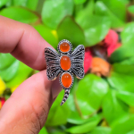Natural Red Carnelian Gemstone Handmade 925 Sterling Silver Ring Size 6 l9e01