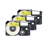 3pakki etiketilinti XR6YW XR 6WE 6mm must valgel etiketilindid, mis sobivad etiketiprinteriga KL8100 KL-100 KL120 KL60 KL-750 black on yellow