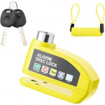 Mootorratta ketaspiduri lukustusalarm koos 110 db alarmiheliga, vargusevastane veekindel, v&otilde;tmeta lukustatav vargusvastane turvaratta ketaslukk mootorrattale kollane