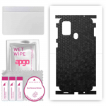 apgo Protective Skin Sticker for the back+sides compatible with Samsung Galaxy F41, Full Wrap Film, Foil, Vinyl - Pattern Black Honeycomb