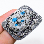 Natural K2 Blue Azurite Gemstone 925 Sterling Silver Gift Ring Size 7 c8z28