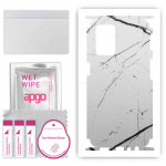 apgo Protective Skin Sticker for the back+sides compatible with Oppo A54 (2021), Full Wrap Film, Foil, Vinyl - Pattern White Marble
