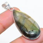 Natural Labradorite Gemstone Handmade 925 Sterling Silver Pendant 2.01 k7f03