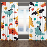 2 Paneeliga Joonisfilmiga Dinosaurus Kardinad Lastele Poistele T&uuml;drukute Magamistuppa Laste Elutuppa P&otilde;randast Laeni Akna Rulood cortina (70W245H)x2(CM)&Grommet Top