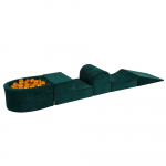 Foam climbing blocks for toddlers MeowBaby&reg; Dark Green 4 elements with Ball Pit 57x45x30cm 250x45x30 cm