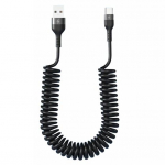 USB-USB-C m&auml;hisega kaabel Sisset&otilde;mmatav autolaadija juhe iPhone'ile Androidi andmeedastuse jaoks Vedrukujundusega 5A kiirlaadimiskaabel 150CM