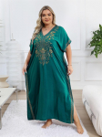 EDOLYNSA 2024. aasta elegantne kuldse niidiga tikitud, suures suuruses Kaftani naiste pikk rannakleit suvepuhkuse kodur&otilde;ivad ujumistrikoo katted, lahtine kaftan One Size roheline