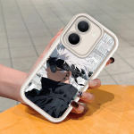 Pehme silikoonist ruudukujulise redeli mustriga telefoni&uuml;mbris, t&auml;ielikult kattev, kaamera p&otilde;rutuskindel kaitse, kummist &uuml;mbris Vivole Vivo Y33S pruun