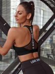 Naiste spordirinnahoidja Fitness Letters Joogarinnahoidja Cup Jooga jooga J&otilde;usaal Fitness Crop Naiste Push Up Bralette Spordirinnahoidjad S must