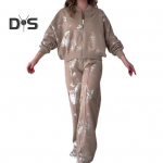 2 tk/komplekt naiste &uuml;likond, krae, t&otilde;mblukk, pikad varrukad, elastne mansett, litrid mantel, elastne v&ouml;&ouml;koht paks laia s&auml;&auml;rega p&uuml;ksid s&uuml;gistalvine dressid XL kaamel