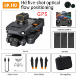 P8 Pro GPS Drone 8K professionaalne HD kaamera RC Dron 5G WIFI FPV harjadeta takistuste v&auml;ltimise UAV s&uuml;sinikkiust kokkupandav neljakopter Black8KGPS3B