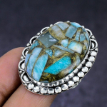 Copper Larimar Gemstone 925 Sterling Silver gift Jewelry Ring Size 10 D7T57