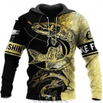 Kevadmood Meeste kapuuts Pike Fishing 3D k&otilde;ikjal Prinditud pusad ja dressipluus Unisex vabaaja spordir&otilde;ivad YL791 S