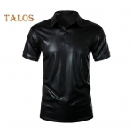 Suvine meeste T-s&auml;rk lahtik&auml;iv krae l&auml;ikiv pronksjas pind metallist &uuml;hev&auml;rvilised n&ouml;&ouml;bid L&uuml;hikesed varrukad Pullover Keskmise pikkusega klubipidu igap&auml;evane topp L sinine