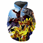Saint Seiya klassikaline 3D Harajuku prinditud koomiksifilm Anime Lahe mood avangardi meeste naiste pehme ja mugav trendikas kapuutsiga top 3XL