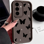 Luksuslik liblikate, armastuse ja s&uuml;damete mustriga matt telefoni&uuml;mbris Samsung S25 Ultra S24 FE S23 S22 A54 A34 A55 A35 A52 A14 p&otilde;rutuskindlale pehmele silikoonist &otilde;hukesele &uuml;mbrisele Samsung A15