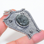 Natural Seraphinite Gemstone 925 Sterling Silver Jewelry Pendant 2.56 n3n97