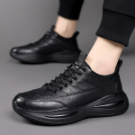 Meeste vabaajajalatsid paelkinnitusega must Trendikas Metsik Mood Meeste kingad Paksutallaga kingad Meeste ehtsast nahast kingad Meeste Zapatos De Hombre 6.5