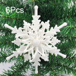 6 tk Kvaliteetne Pretty Fashion Snowflake ripatsiga j&otilde;ulupuu s&auml;delev rippuv pidu 6Pcs valge