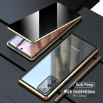 Kahepoolne metallist &uuml;mbris Samsung Galaxy S23 S22 Ultra S21 Plus S20 FE Note 20 jaoks. Privaatsusevastane magnetiline karastatud klaasist kate For S23 kuld