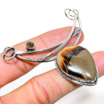 Natural Septerian Stone,Smoky Topaz Stone 925 Sterling Silver Pendant 2.96 r6u40