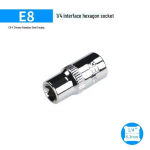 Meetriline 6-punktiline lillekujuline E-t&uuml;&uuml;pi pistikupesa komplekt: 1/2 suur, 3/8 keskmine, 1/4 v&auml;ike, t&auml;ht t&uuml;&uuml;pi. 1/4 small flying interface [E6]