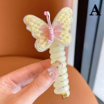 Armas tikitud liblikas lilledega elastne spiraalne juuksen&ouml;&ouml;r pean&ouml;&ouml;r hobusesaba juukser&otilde;ngas kummipaelaga peakate lastele