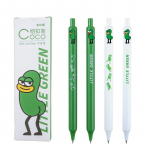 4 tk Little Green geelpliiatsite komplekt Coco Button Click 0,42 mm kuulotsaga kiiresti kuivav must v&auml;rviline tint kirjutamiseks