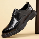 MoodFashion Meeste &auml;ri Briti vabaaja nahast jalatsid Br&auml;ndi Klassikalised pruunid/mustad t&ouml;&ouml;kingad Korea versioon Paelad V&auml;ikesed nahast kingad 41 must