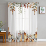 T&auml;nup&uuml;ha s&uuml;gisene k&otilde;rvitsa vahtraleht l&auml;bipaistvad kardinad koduakna sisekujundus Voile t&uuml;llkardinad elutuppa magamistoa k&ouml;&ouml;ki W135 x H115cm x1&Rod Pocket