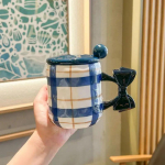 Liblikakujuline kruus Armas ja ilus kaanega keraamiline veetass, lusikas Paari kodukohvi hommikus&ouml;&ouml;gitass joogin&otilde;ud 400ML