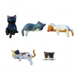 5 tk. K&auml;sitsi maalitud kassiornamendist vaiguga minikassi kujuke, kogutav miniatuurne kassiskulptuur autole A