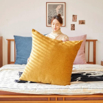 60x60/80X80CM Pehme &Scaron;enill Suur Ruudukujuline Padjaprossi Kate Diivanipadi Elutuba Tagumine Voodi&auml;&auml;rne Padjaprossi &Uuml;mbris Kaitse &Uuml;hev&auml;rviline 65x65cm pillowcase kollane